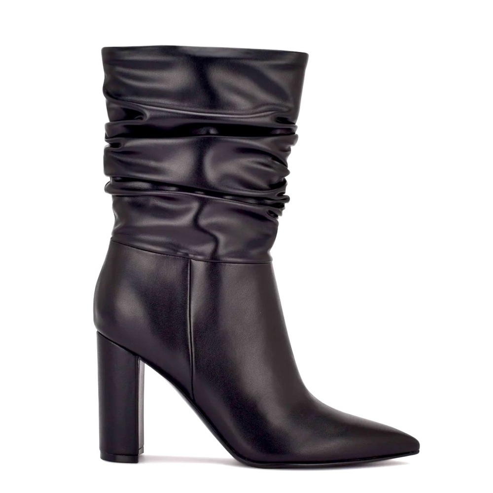 Nine West Ruched Pointed Toe Block Heel Ankle Boots